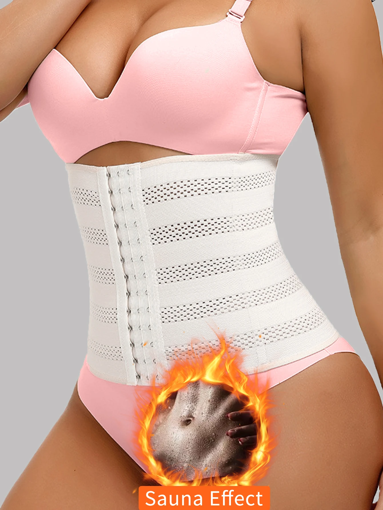 Women's Hollow-Out Breathable Abdominal Support Belt, Hook-and-Eye High-Elastic Fitness Belt, Body-Shaping Underwear