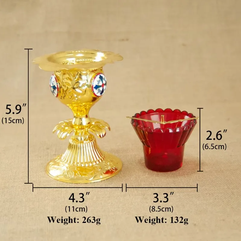 Decor Church Home Table Candle Stick Candle Holder With Glass Cup Wick