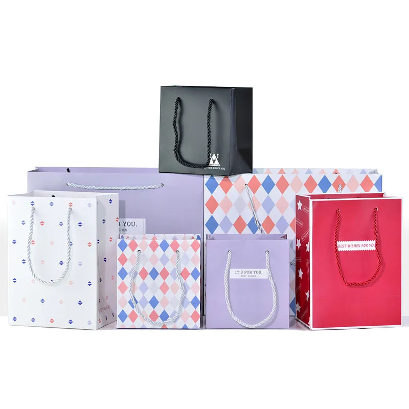 New Simple Square Gifts Clothing Baking Packaging Portable Paper Bag Storage Wholesale