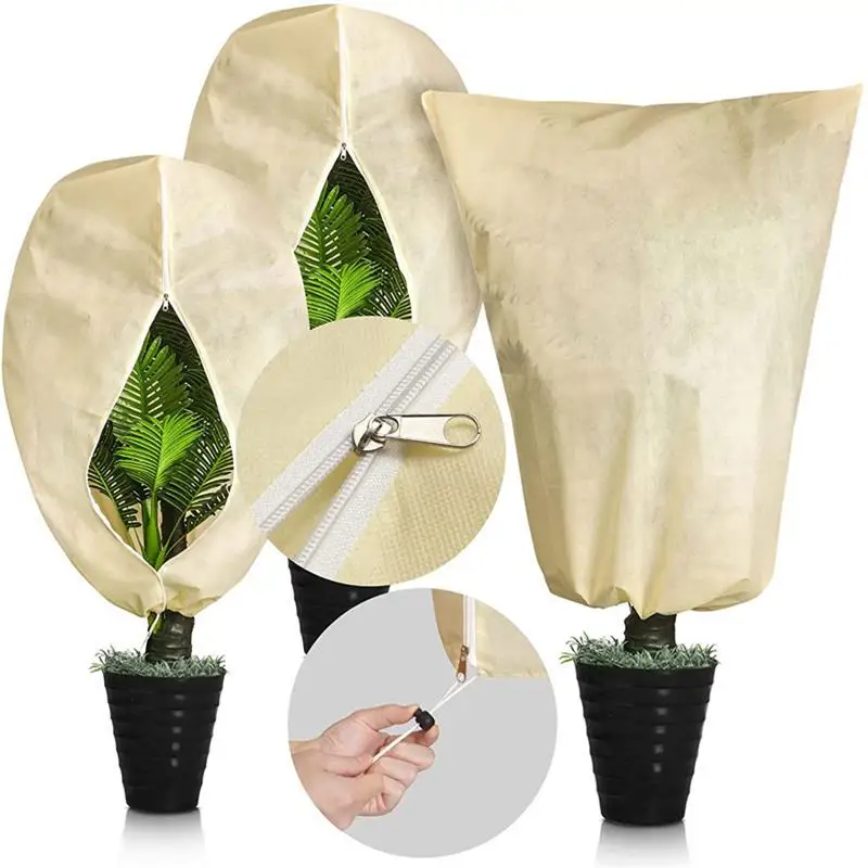 1pc Warm Color Winter Plant Warm Cover Non-woven Plant Anti Freezing Bag In Winter Outdoor Yard Vegetation Anti-Frost Bag