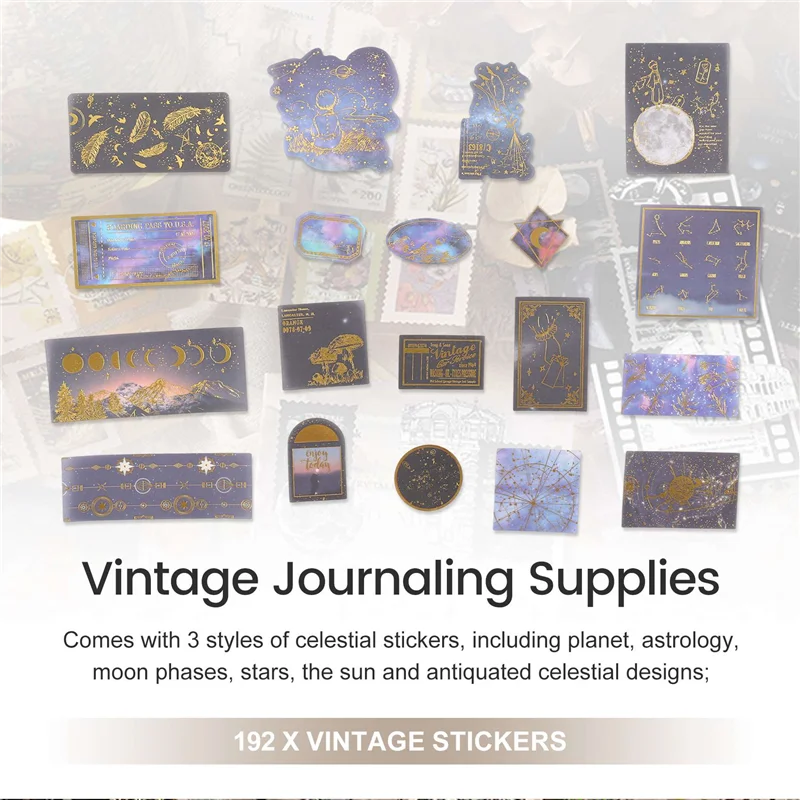 

ABTS-192 шт., небесные наклейки, винтажные наклейки для скрапбукинга, планета, луна, космическая астрономия, наклейки, принадлежности для ведения журналов