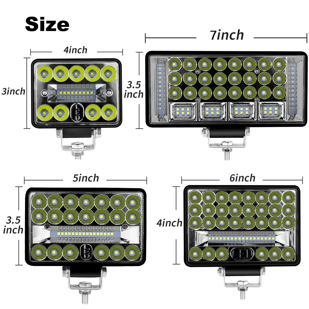 2szt 4-calowe 5-calowe 6-calowe listwy świetlne LED Offroad Spot Flood LED Światło robocze do ciężarówki Samochód Łódź Ciągnik 4x4 Atv Reflektory