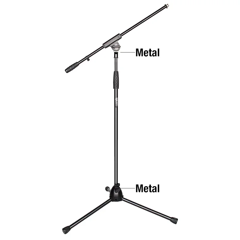 Yinyu MS002 Universal Tripod Mic Stand Single Boom 76cm Height Adj 0.9-1.65M Metal Base & Joint 3/8