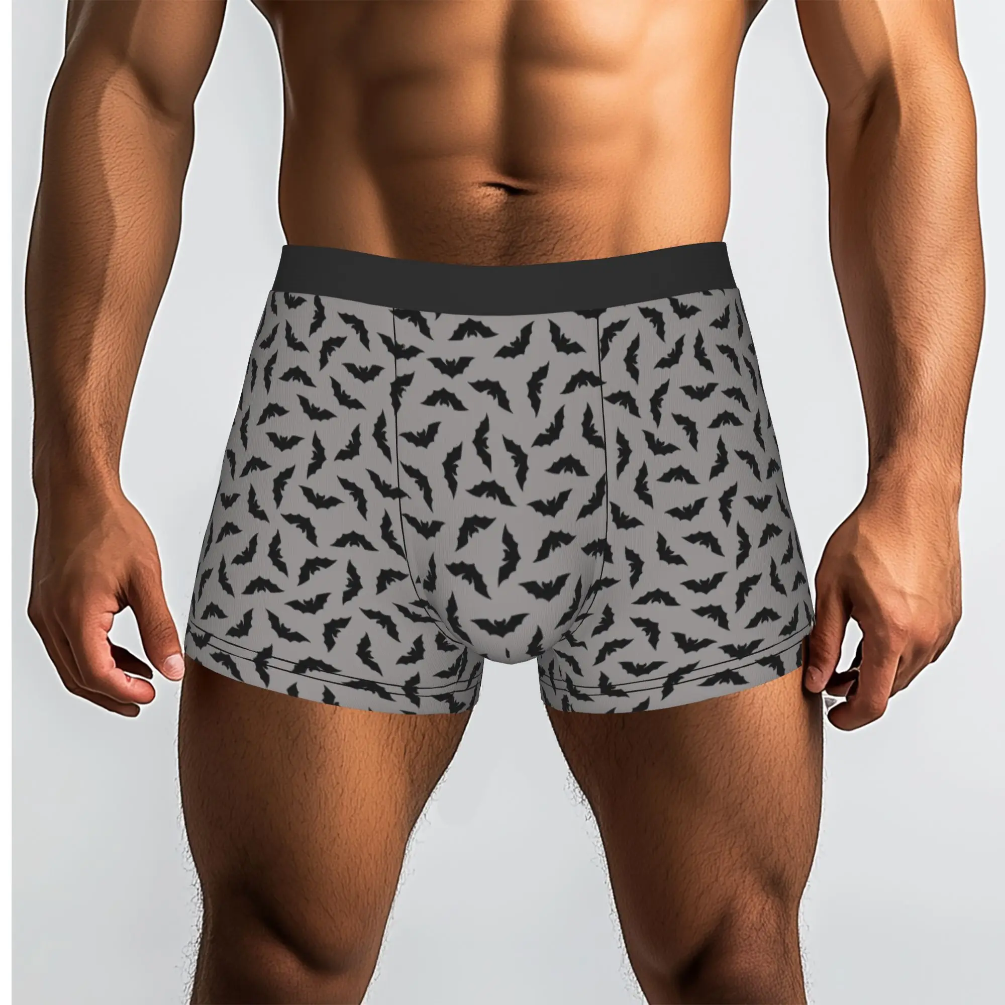 Custom Halloween Bats on Gray Premium Pattern Underwear Male Print  Boxer Shorts Panties Briefs Breathable Underpants