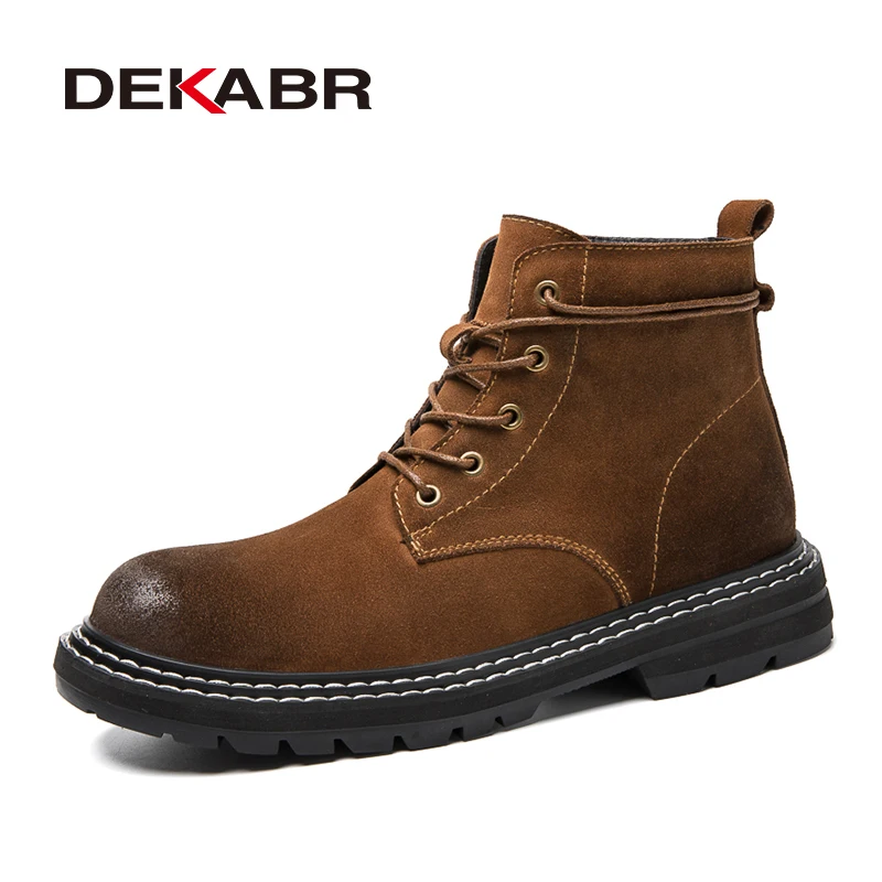 DEKABR 2024 New Fashion Casual Men Shoes Genuine Leather Boots Lace Up Waterproof Handmade Comfortable Business Boots Size 37-46