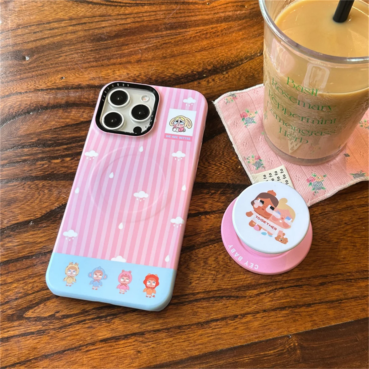 Moda listras rosa magnética caso de telefone para iphone 16 pro 15 14 pro max capa traseira com suporte para magsafe casos bonitos