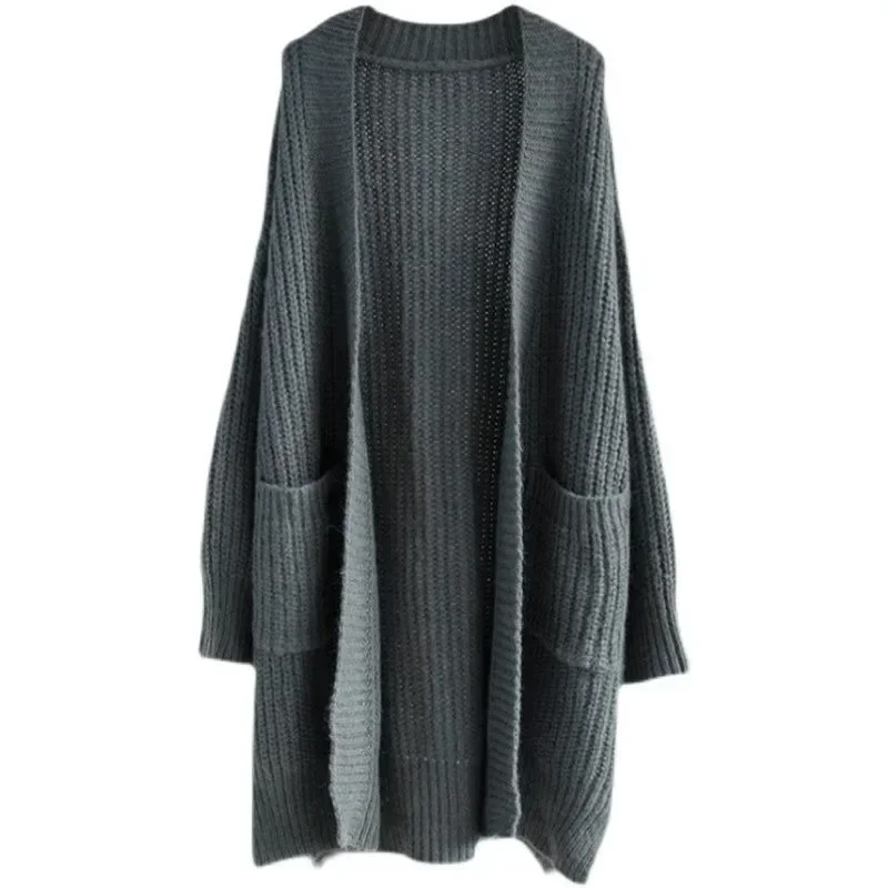 Autumn Winter Cardigan For Women Korean Style Mid Length Sweater Coat Women's Loose Knitted Cardigan Thickened Warm Coat Y2k