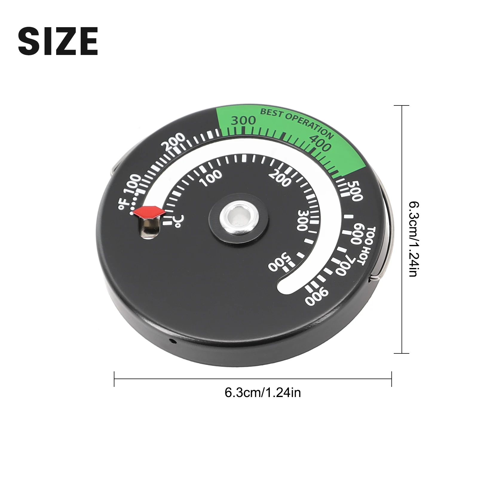 Termometer kompor tungku tungku magnetik, untuk pembakar kayu Log, kompor kayu, termometer pemanas kompor Oven indikator bakar