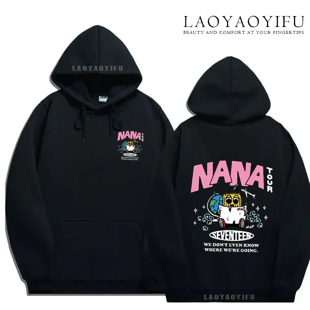Толстовки с капюшоном в Корейском стиле Nana Tour с принтом Seventeen, толстовка с пляжным солнцем и длинными рукавами, пуловер Y2k, повседневная модная индивидуальность