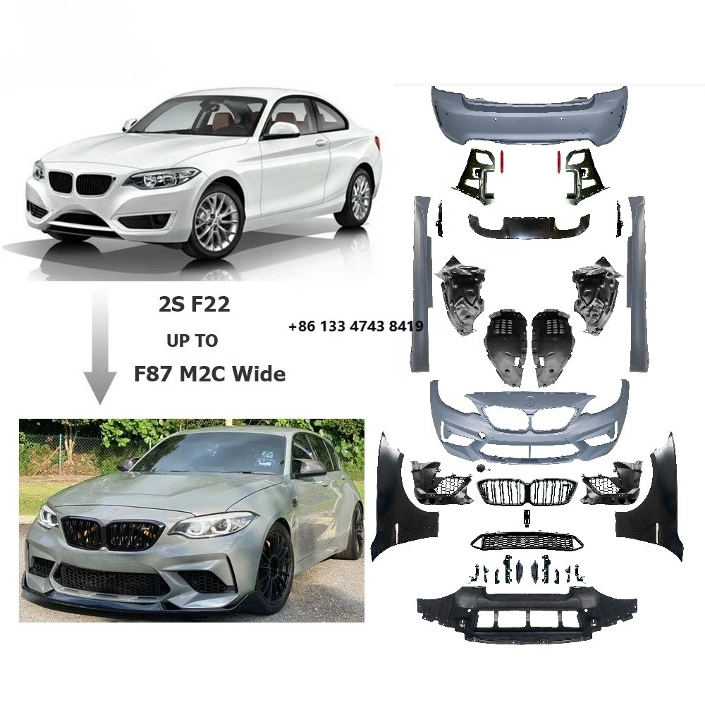 

2013-2 Series F22 F23 body kit upgraded to F87 m2c car kit front bumper side skirt rear bumper fender and grille wide style