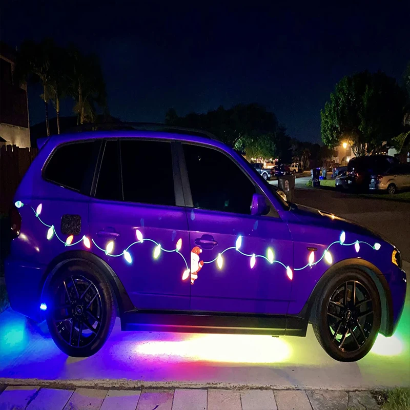 Christmas Car Refrigerator Decoration Reflective Bulb Light Shaped Magnets Stickers Magnetic Wires Ornaments Set Xmas home decor