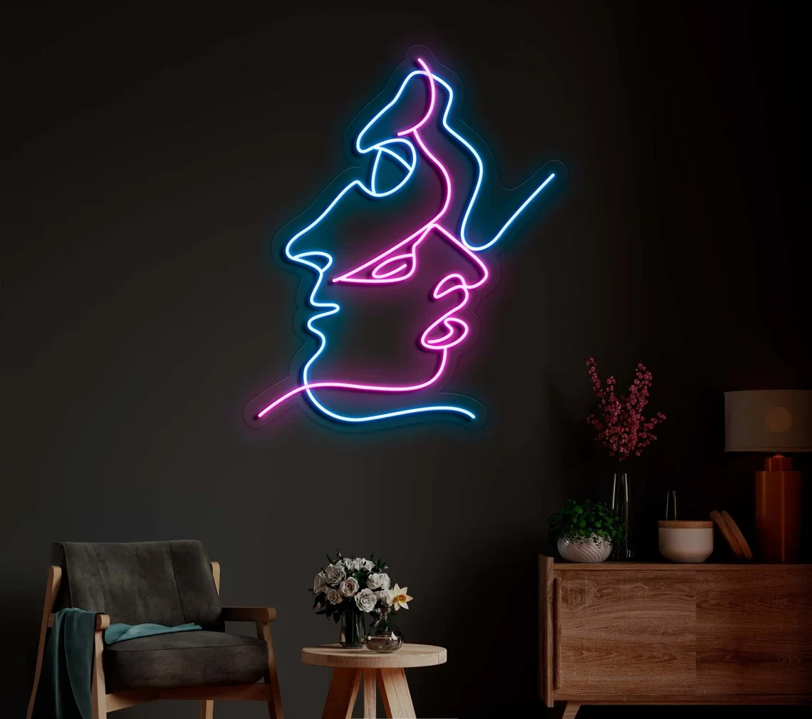 Double-sided Neon Lights Kissing LOGO Office Room Corridor Logoled Lights Night Lights Animation Signs KTV DecorativeSigns