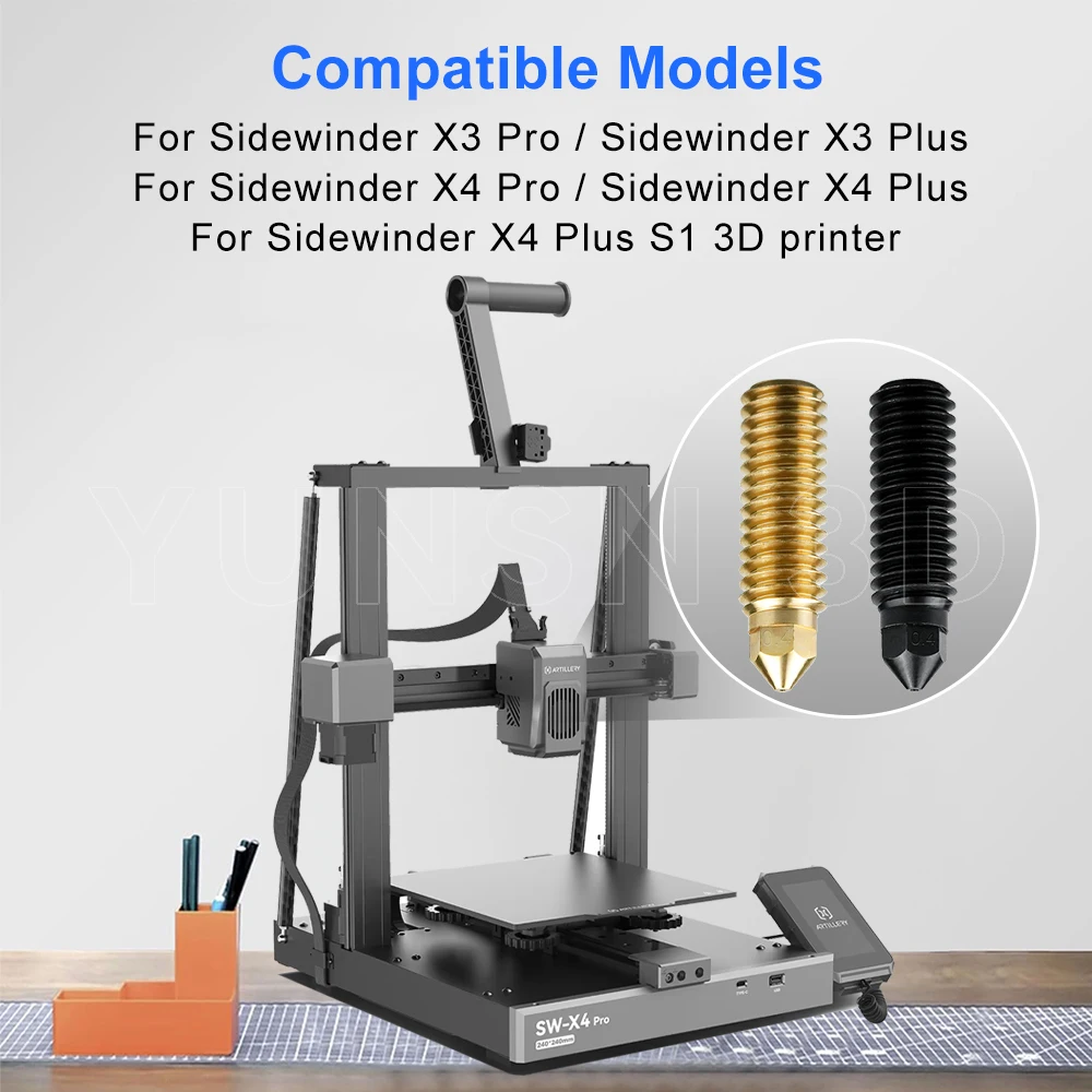 Für Artillery Sidewinder X4 X3 Plus/Pro/Plus S1 Hotend Düse aus gehärtetem Stahl Upgrade Volcano Düse 0,4 0,6 0,8 3D Drucker Teile