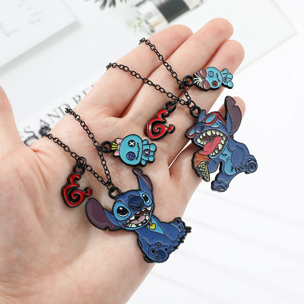 Stitch Necklace for Kids Cartoon Disney Lilo & Stitch Modeling Metal Necklaces Anime Figure Kawaii Girlfriends Gift