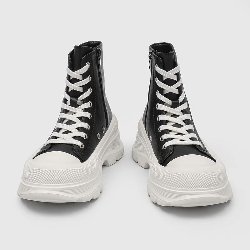 High End Winter Versatile Men Fashionable Casual Sports Breathable Couple Style Height Increasing Exquisite Mid Top Boots