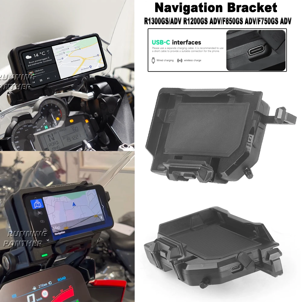 Motorcycle Wireless Charging GPS Phone Holder Navigation Bracket For BMW F850GS F750GS F700GS F800GS R1200GS R1250GS R1300GS ADV