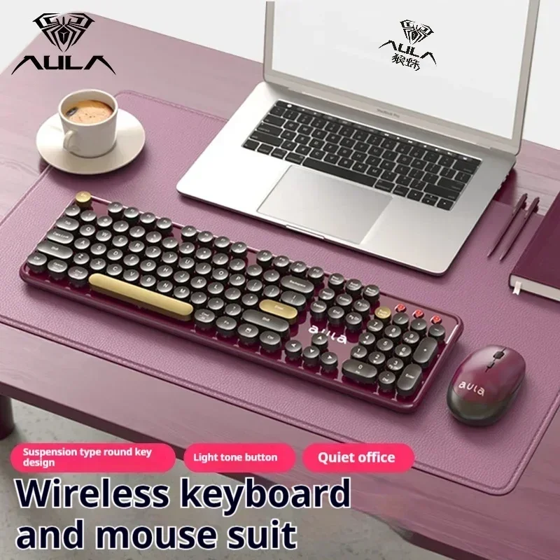 Aula/Wolf Spider Ac306 Mechanical Feel Wireless Keyboard And Mouse Set Desktop Laptop Mechanical Gamer Keyboard Office Gift