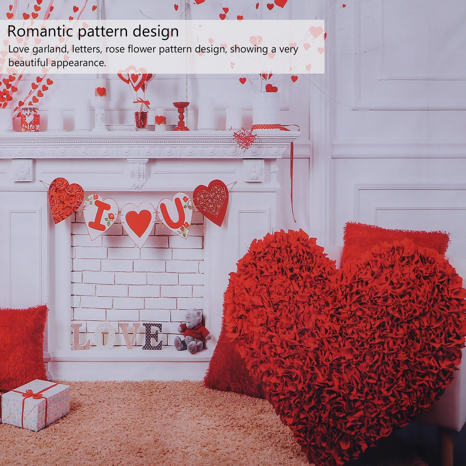 

Creative Heart Flower Backdrop Romantic Photography Banner Valentine'S Party Decoration Large Size For Indoor Outdoor Use Wall