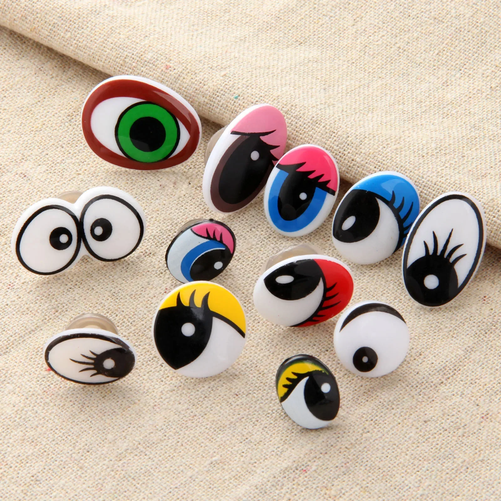 10Pcs Plastic Safety Cartoon Eyes with Washers for Teddy Bear Doll Plush Animal Puppet Toy Felting Craft DIY Hand Making 7 Sizes