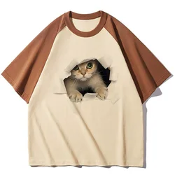 Cat t shirt female graphic hip hop Classic University Graphic Vintage top tees Psychedelic Pop Culture Retro Vintage Grunge