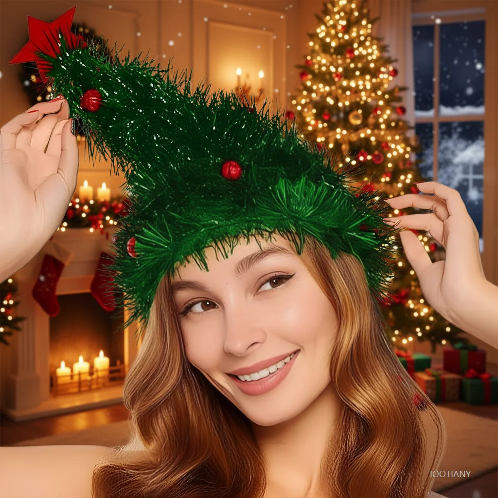 Adult And Children Christmas Tree Hats Funny Santa Hats Cosplay Christmas Holiday Party Props Costumes New Year Decorations 2026 2
