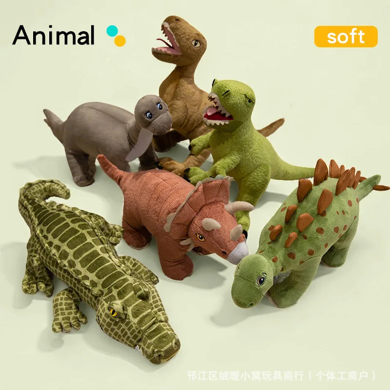 Realistyczna pluszowa zabawka dinozaur, miękka i przytulna, wypchany dinozaur Tyranozaur Triceratops Krokodyl, prezent urodzinowy dla dzieci, Tyranozaur Rex