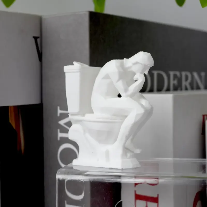 Thinker Statue, Contemplative Statue Sitting on The Toilet, Fun Design Decoration, Office Bookshelf Desktop Decoration Sculpture