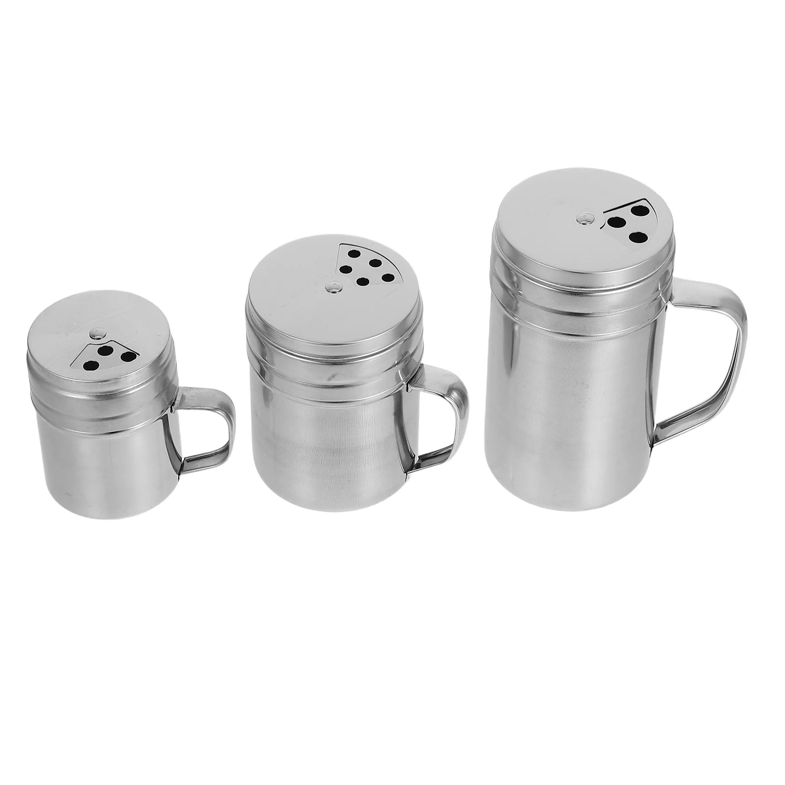 

3pcs Stainless Steel Seasoning Shaker Set Handle Rotating Lid For Salt Pepper Spices Kitchen Storage Organizer Spice Dispenser