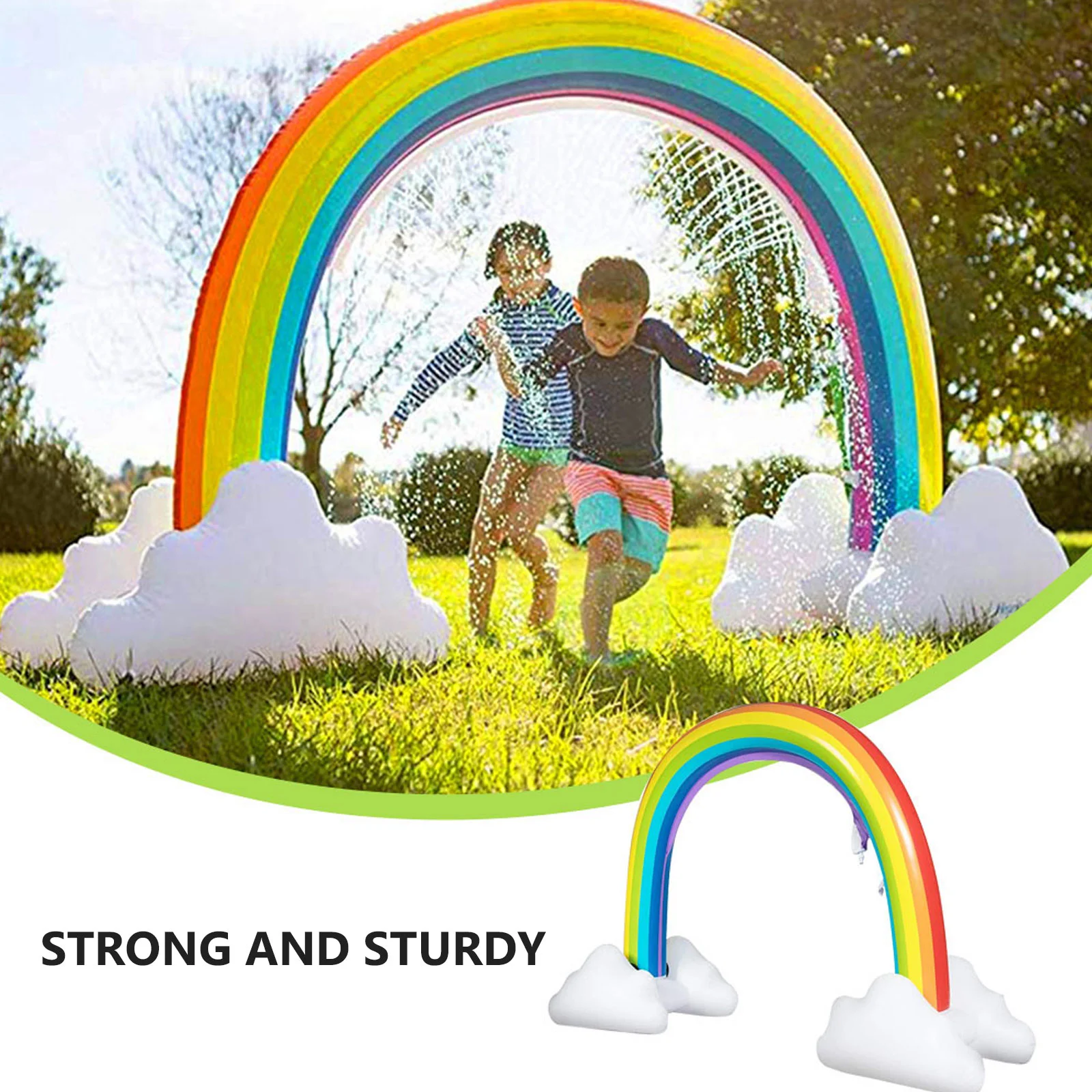 Inflatable Rainbow Sprinkler Arch Pvc Material Sturdy Water Toy Kids Beach Play Summer Vacation Outdoor Toys