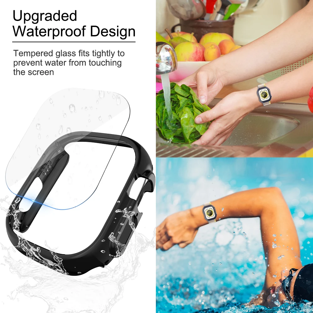 Szkło + matowy pokrowiec na zegarek do Apple Watch Ultra 49mm ochraniacz ekranu twardy PC pokrowiec ochronny zderzak do iwatch 8 Pro/Ultra