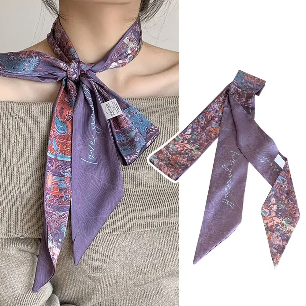 Fashion Korean Long Silk Scarf Large Size Versatile Hair Band Y2k Summer Silk Scarves For Women