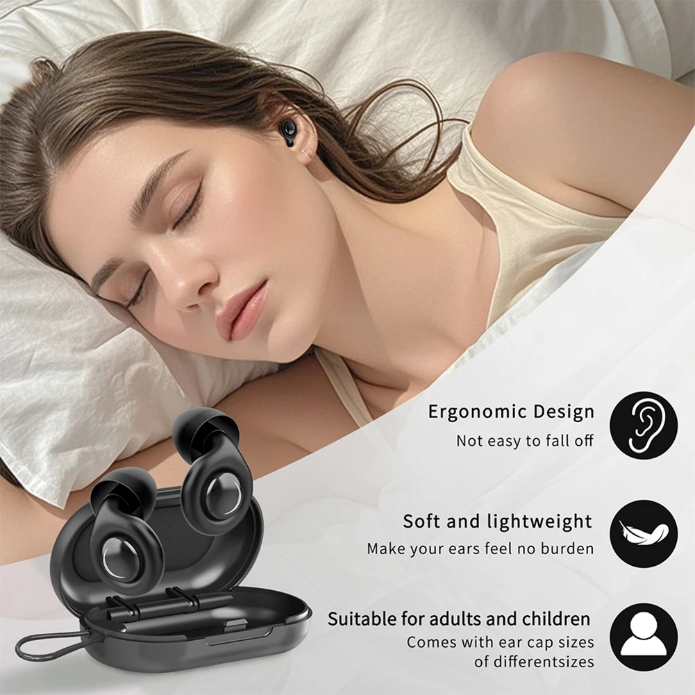 Reusable Silicone Snore Blocker Ear Plug with 10 Eartips & Carrying Case Noise Cancelling Ear Plugs for Sleep Deep Focus Travel