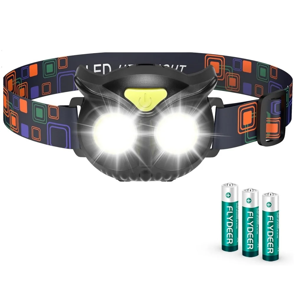 

AAA Battery Power LED Head Lamp Waterproof Head Lights Fishing Forehead Head Flashlight Kids Owl Headlamp Protable Head Light