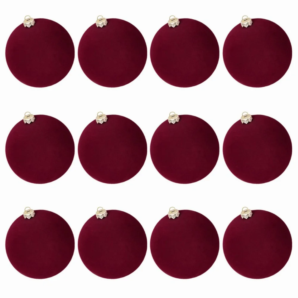 12pcs Christmas Ball Ornaments Set 2.36inch Velvet Christmas Balls With Hanging Hoop Tree Decorations For Home Decor Xmas Party