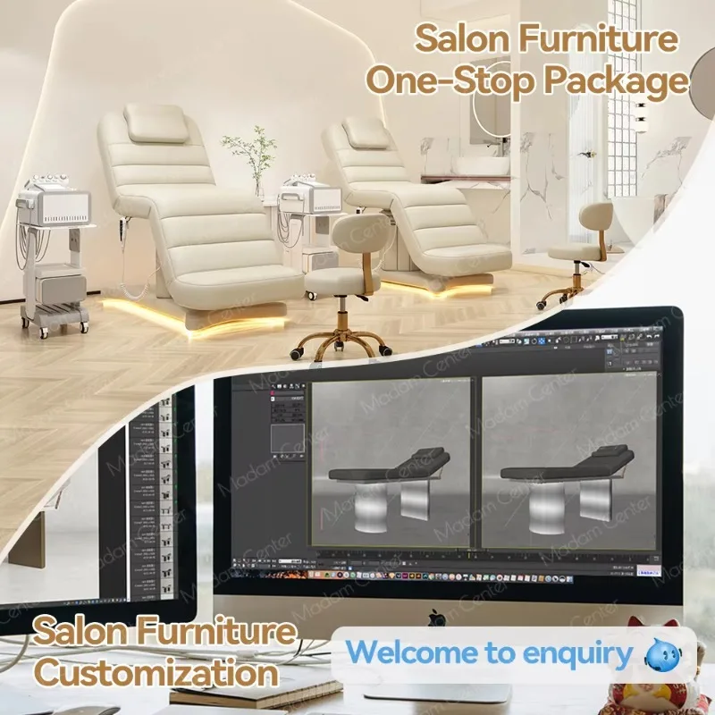 Electric Beauty Salon Chair Hydraulic Spa Bed Hydraulic Eyebrow Esthetic Electric Facial Bed Set Salon Massage