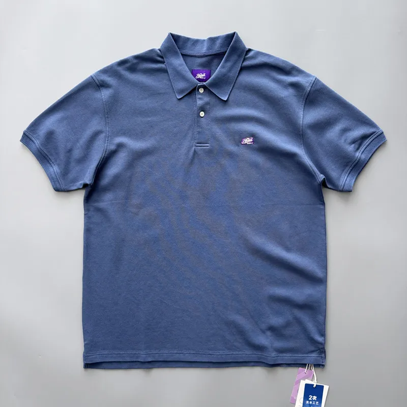 

Japanese-style Relaxed Purple Label Men's Short-sleeve Polo Shirt Lightweight Summer Knit with Lapel Collar Tops Tees