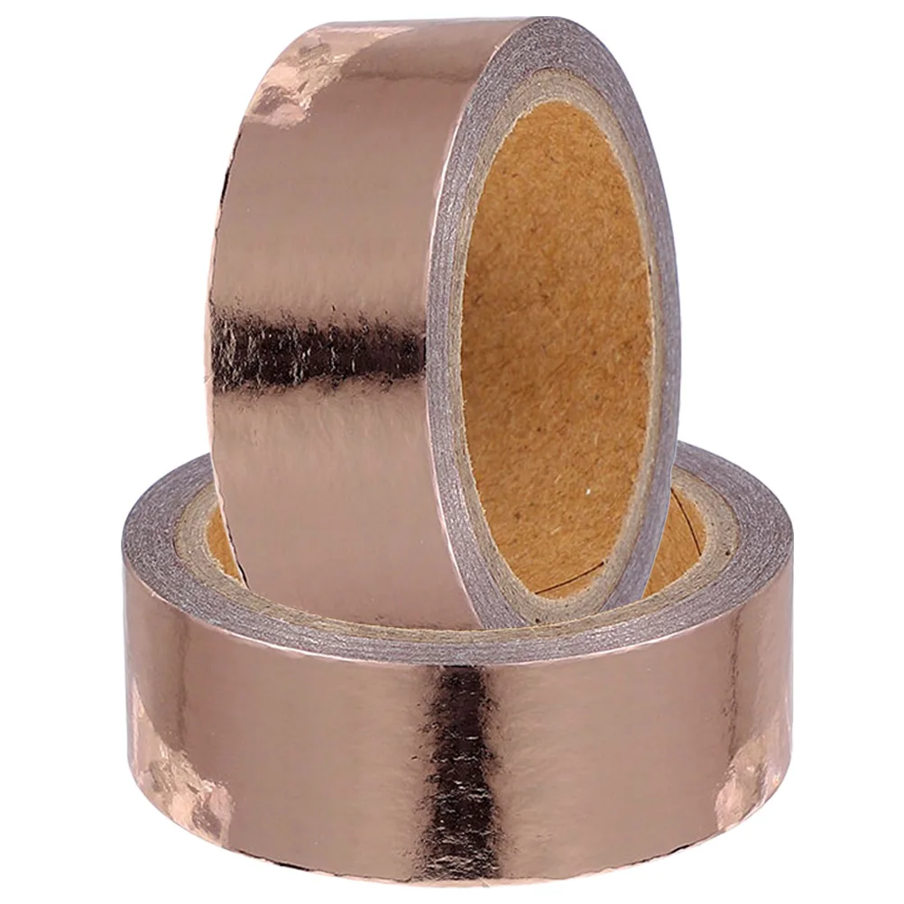 

2 Rolls Crafting Double Sided Adhesive Decoration Scrapbook Washi Tapes Metallic Strips Self Mirror Stationery