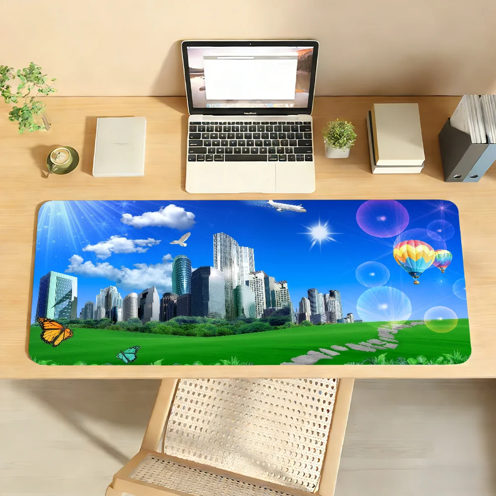 Frutiger Aero Green Mouse Pad For Office Gaming And Keyboards Non-Slip Large Waterproof