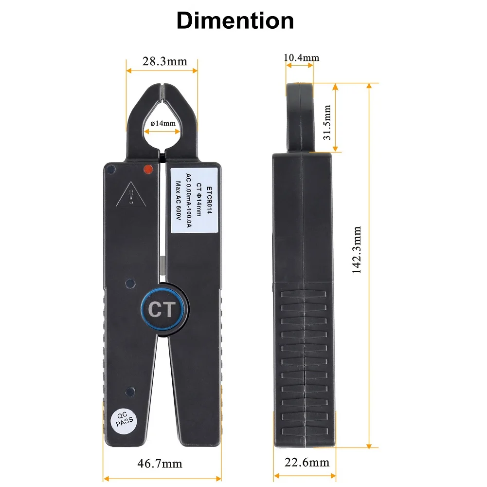 ETCR014 Leakage Current Sensor Sharp-nose Pliers AC 100A of High Harmonic Current Measure Power Factor Turn Ratio 2500:1 Meter