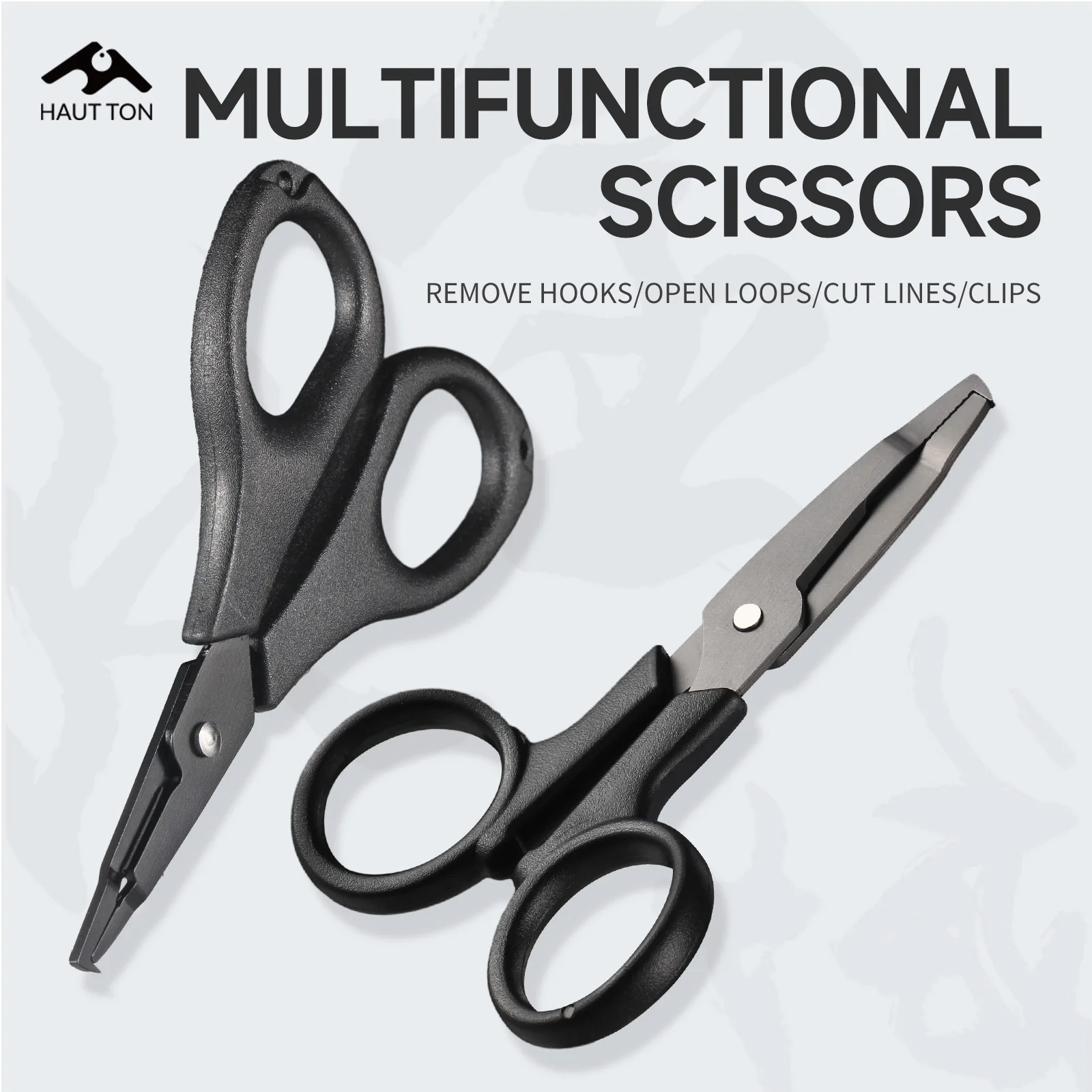 HAUT TON Lure Fishing Titanium Plating Scissors Black&Slivery Lightweight Durable Fishing Accessories Suitable For Enthusiasts