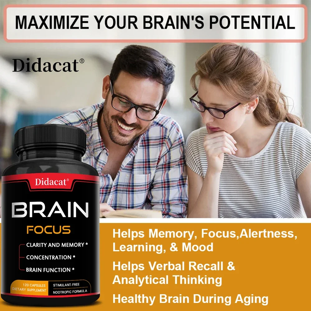 Brain Booster, Supports Focus, Clarity, Memory, Cognitive Function, Energy Levels, Relieves Fatigue, Mushroom Complex Supplement