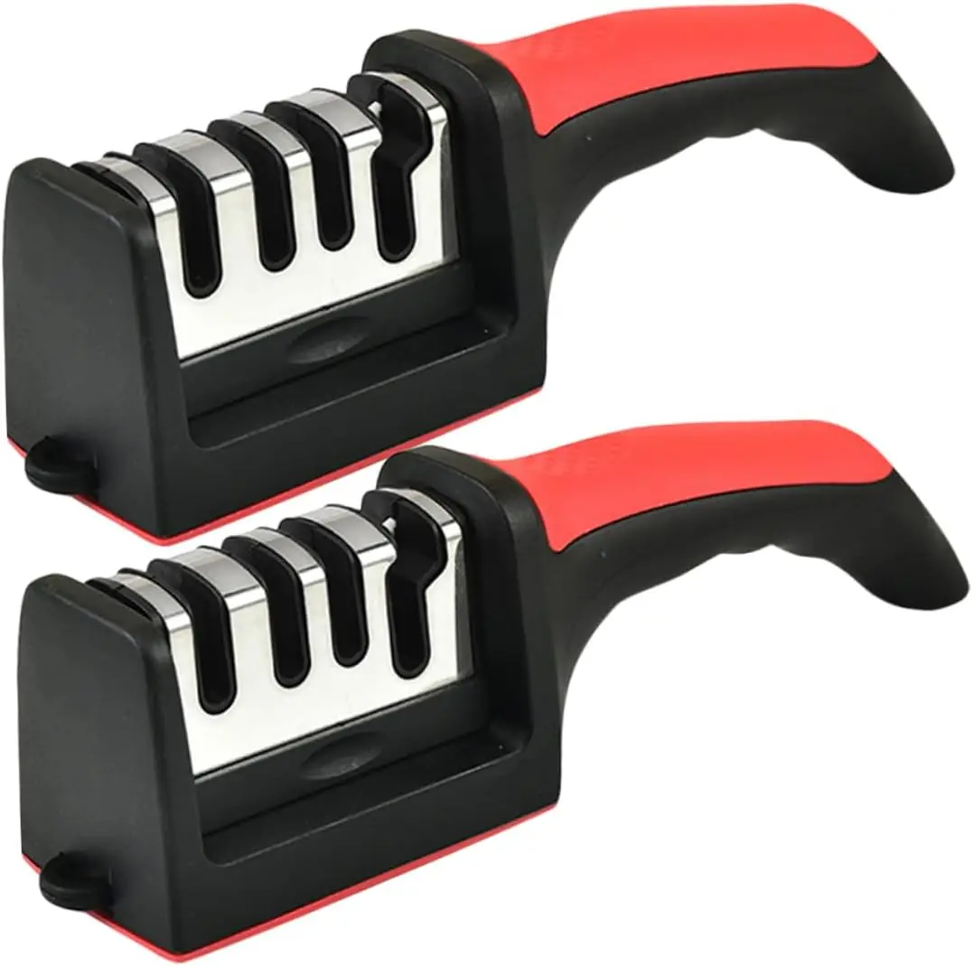 

3/4 сегментная точилка для ножей, кухонная многофункциональная ручная точилка для быстрого заточки, трехступенчатый режущий нож, кухонные принадлежности.