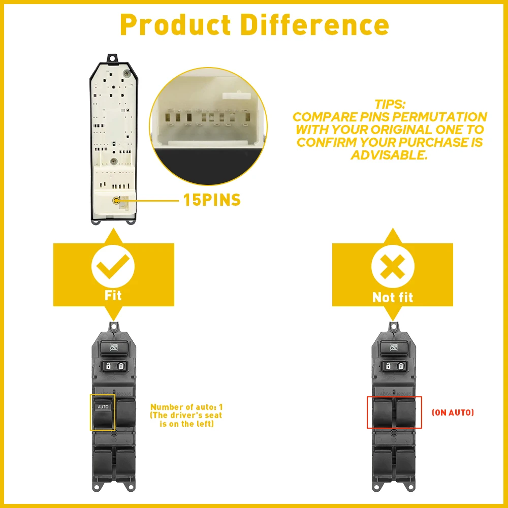 1x15Pin السيارات السلطة ماستر التحكم رافع الطاقة نافذة التبديل لتويوتا كامري كورولا 2007-2014 RAV4 تاكوما تندرا هايلاندر #5