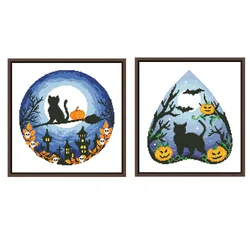 Kit punto croce zucca gatto nero Halloween 18ct 14ct 11ct panno filo di cotone ricamo ricamo fatto a mano fai da te