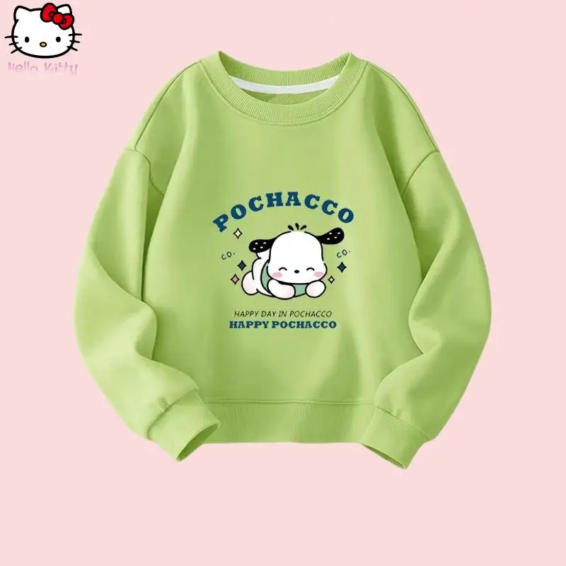 

Футболка детская с мультяшным аниме-принтом, модная, милая, в стиле кавай, для девочек, одежда Pochacco, для подростков, весна-осень, с длинным рукавом