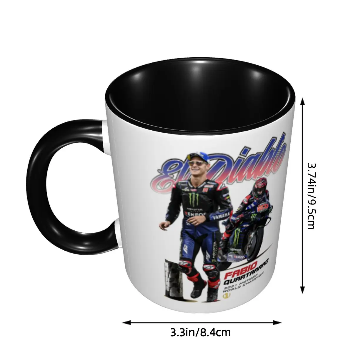 Customized Fabio Quartararo Coffee Mugs DIY French Motorcycle Racer Ceramic Tea Milk Cups