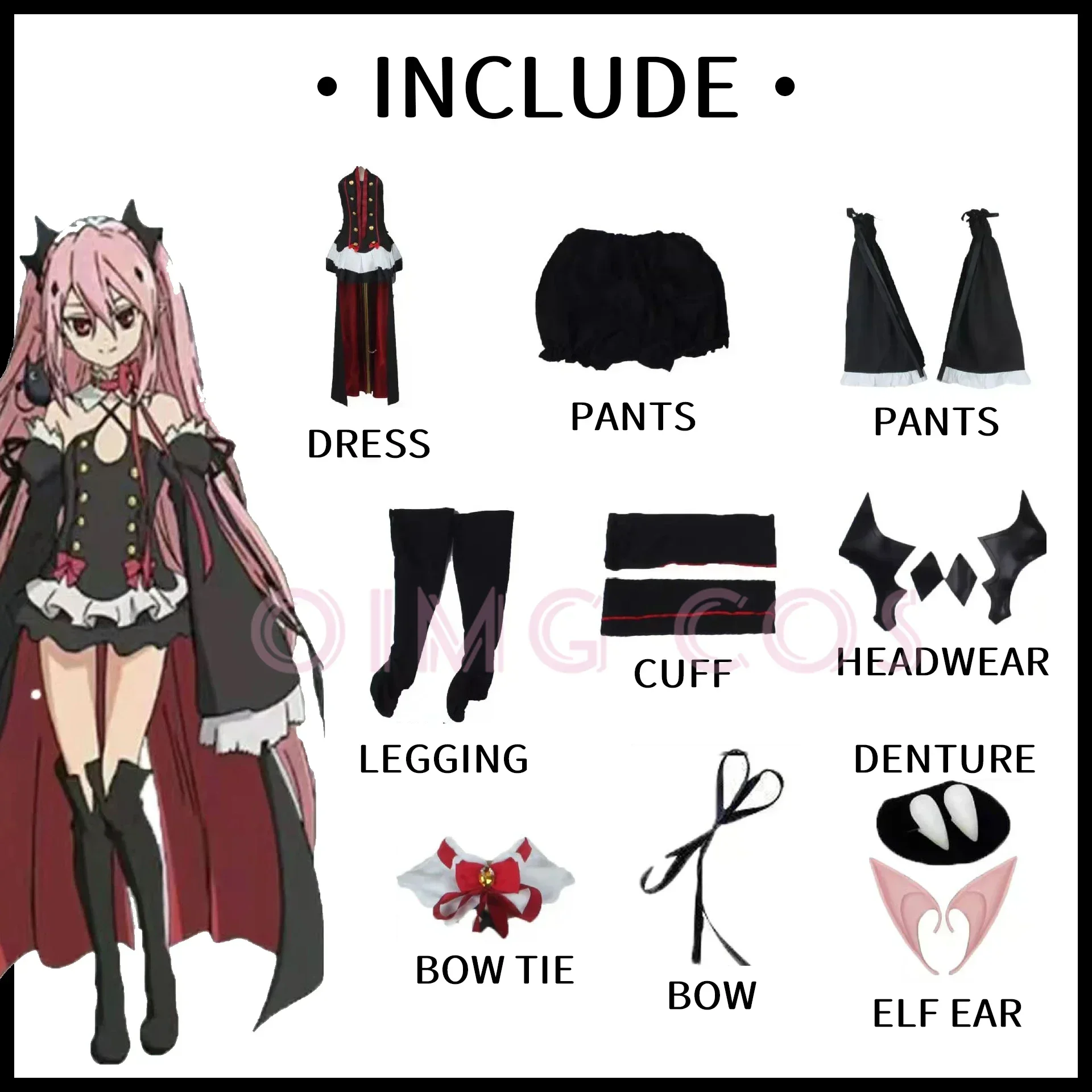 Seraph of The End Krul Tepes Cosplay Costume Uniform Anime Chinese Style Wig Halloween Costumes Game Opulent Splendor