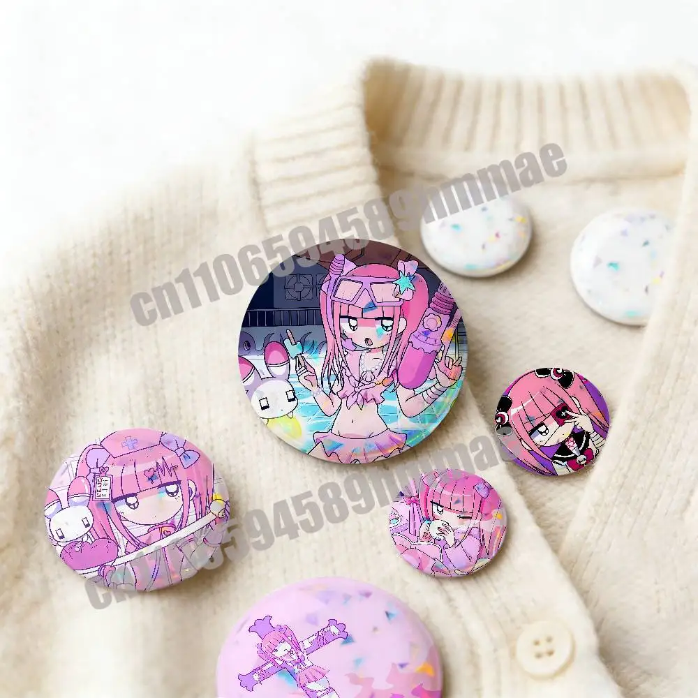 For Brooch Button Hats Decoration 32mm Cartoon Girl M-Menhera Chan Emblem Round Pins Insignia Badge Cover