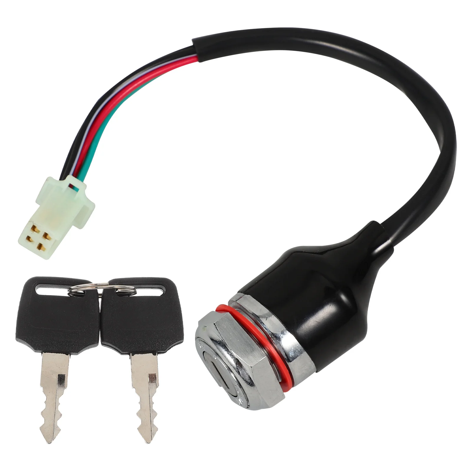 

Universal ATV Off-road Vehicle Ignition Switch 4 Wires 2 Locks Steel Keyed Starter Replacement For Scooter Motorcycle