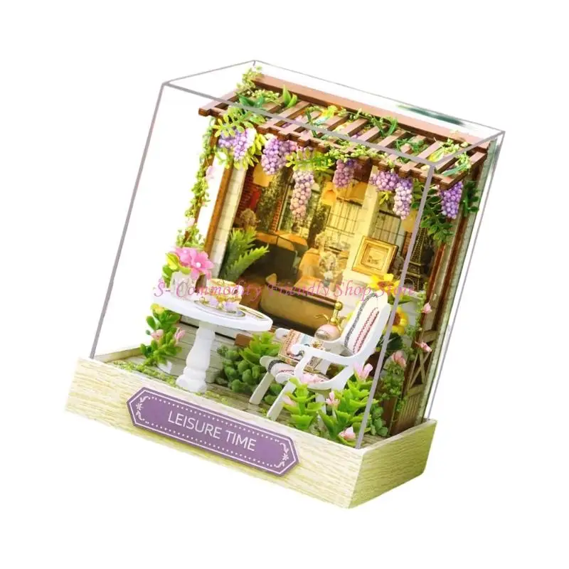 85ae Artistic Miniature Scene Building Set Escena calle Kits ensamblaje casa manualidades madera para